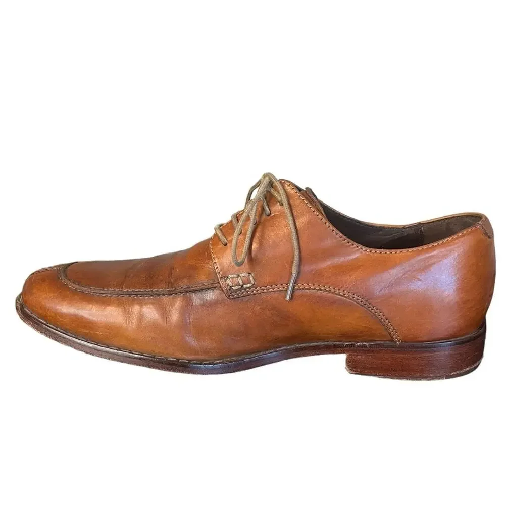 COLE HAAN Brown Leather Classic Lace Up‎ Oxford Stacked Heel Mens Size 9